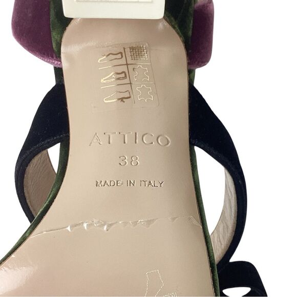 ATTICO Size 38 US 8 Diletta Ankle Wrap Sandals Velvet Bow Tie High Heels Shoes - Picture 9 of 12